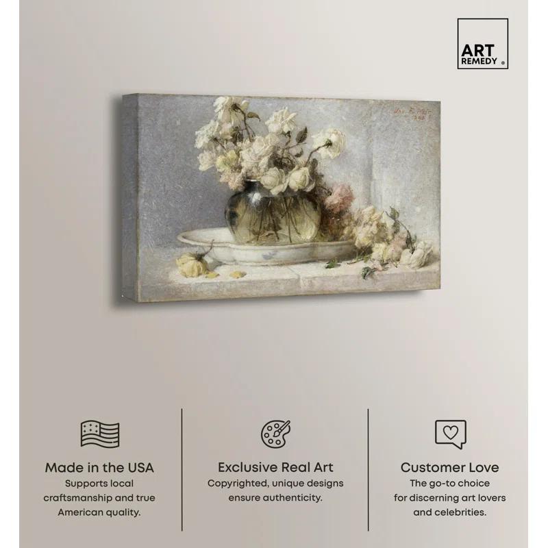 Art Remedy Roses by John Ferguson Weir Canvas Vintage Farm Wall Art by Art Remedy