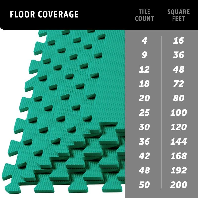 We Sell Mats 3/8" Thick Multipurpose Foam Floor Tile 24 Square Feet (6 Tiles)