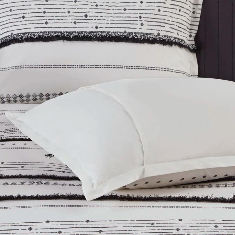 INK+IVY Nea Boho, Mid-Century 3 Piece Stripe Cotton Comforter Set With Tassels