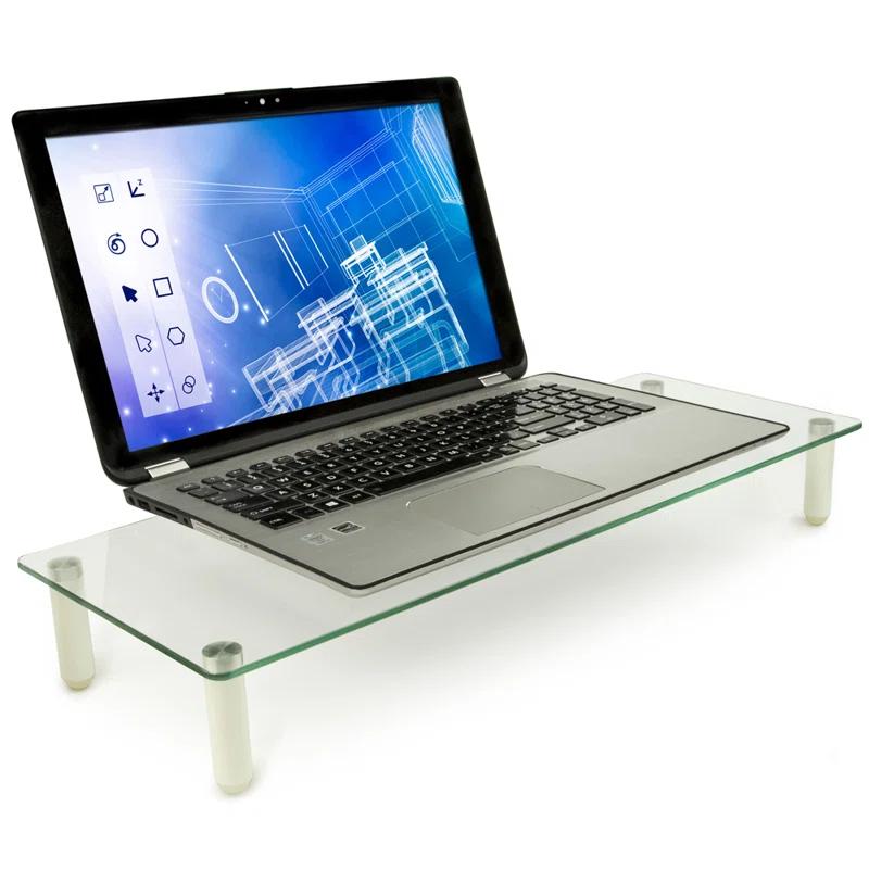 Mount-it Mount-It! Glass Desktop Monitor Stand Riser, 22 Inches Wide Clear Tempered Glass Hold Up to 44 Lbs.