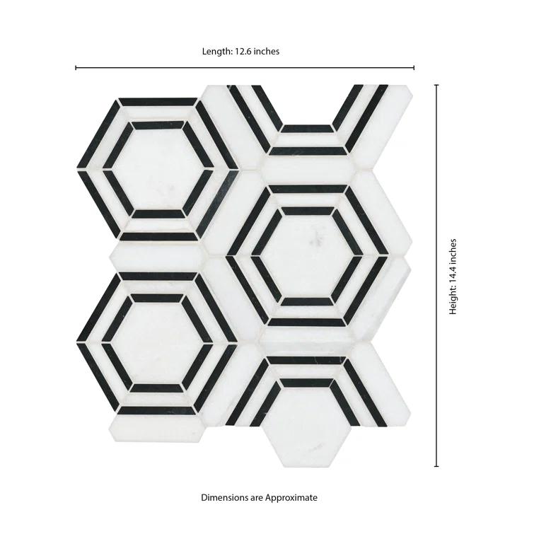 Bianco Dolomite 11" x 13" Polished Marble Mesh-Mounted Mosaic Sheet Tile