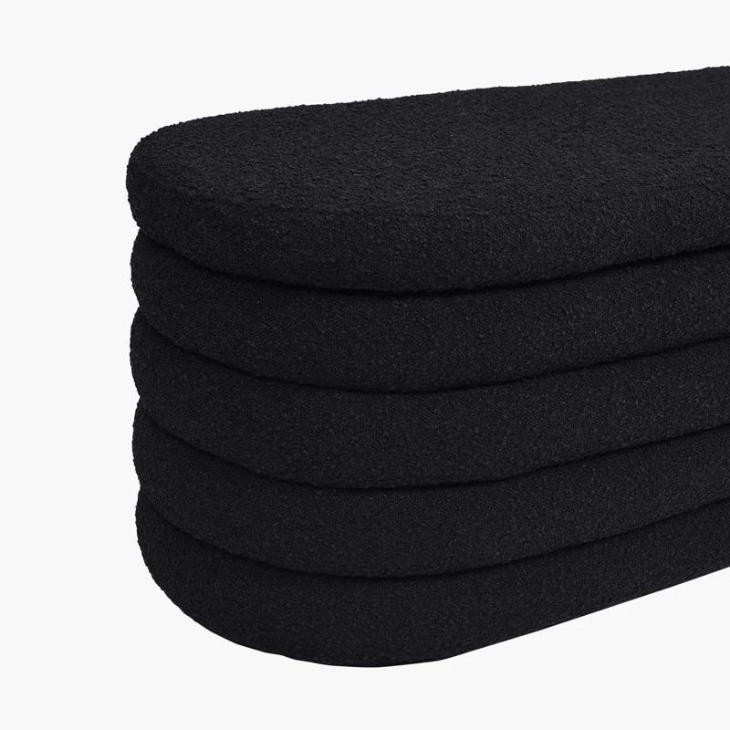 Everly Quinn Boucle Upholstered Storage Bench