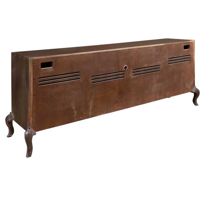 Media Credenza with Scroll Art Glass Doors & Cabriole Feet
