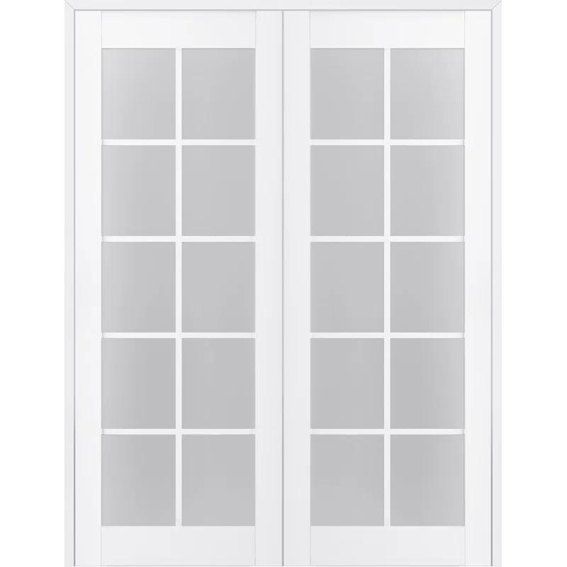 Belldinni Palladio Active 10-Lite Frosted Glass Wood Composite Double Prehung French Door
