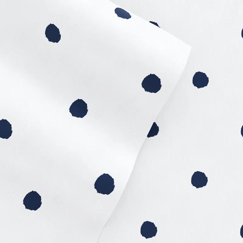 IEnjoy Home Polka Dots Navy & White Pattern Sheet Set