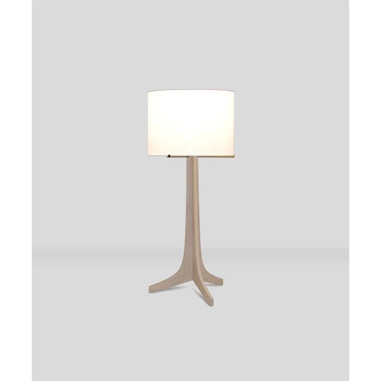 Nauta Tri-Legged White Linen Shade LED Table Lamp in White Washed Oak