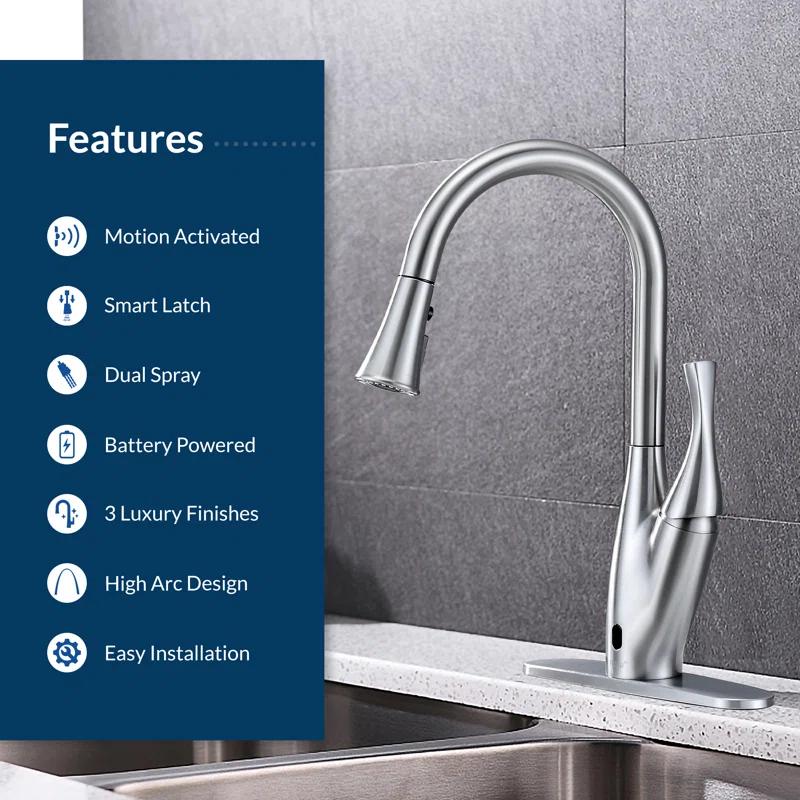 Bio Bidet by BEMIS 7ZUP7000XCP Touchless Pull Down Single Handle Kitchen Faucet
