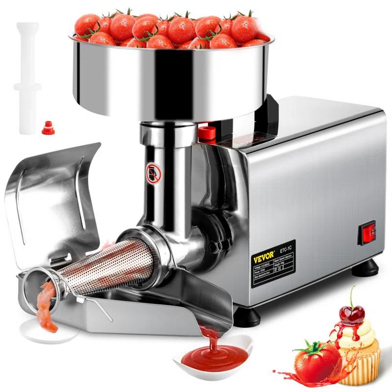 Stellweilan Tessberg 110V Electric Tomato Strainer 370W Commercial Grade Tomato Milling Machine Stainless Steel Tomato Press and Strainer 90-160 Kg/H Pure Copper Motor Food Strainer and Sauce Maker