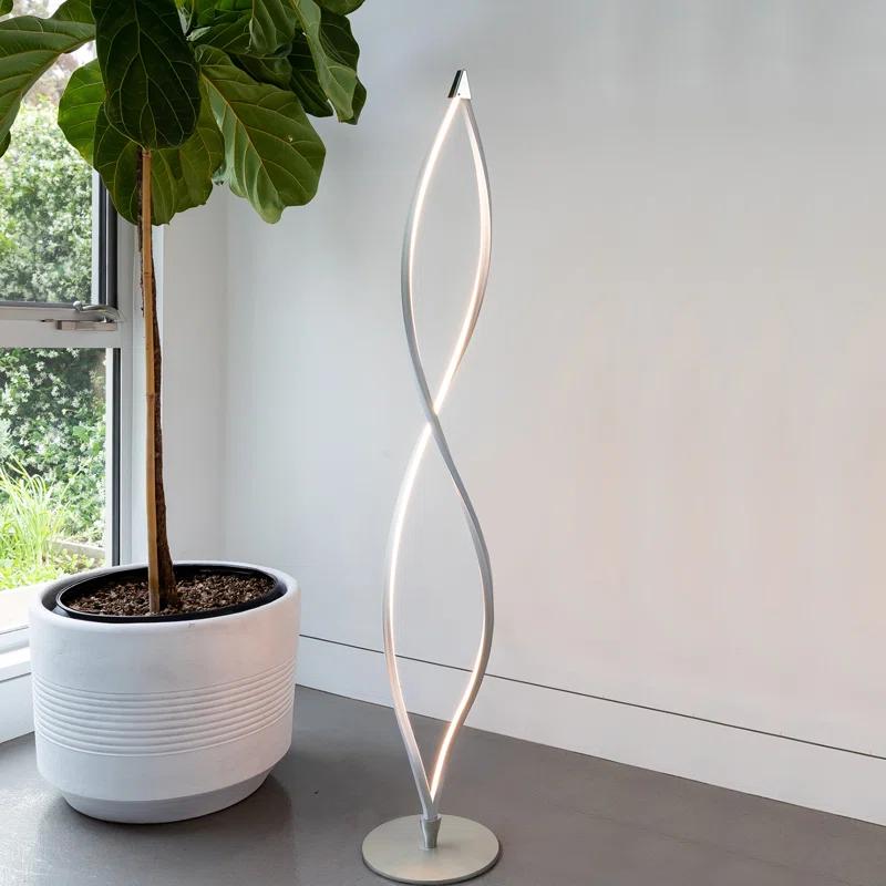 Brightech Twist 43 in. Industrial 2-Light LED Energy Efficient Floor Lamp with Built-In 3-Way Dimmer