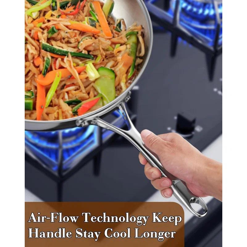 Cooks Standard Cooks Standard Stainless Steel Frying Pan With Lid, 12-inch Multi-ply Clad Wok Stir Fry Pan, Kitchen Skillet, Silver