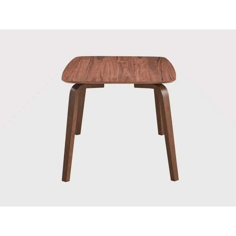 Benjara Kinni Dining Table, Walnut Brown Wood, Bent Legs, Rectangular 59 Inch