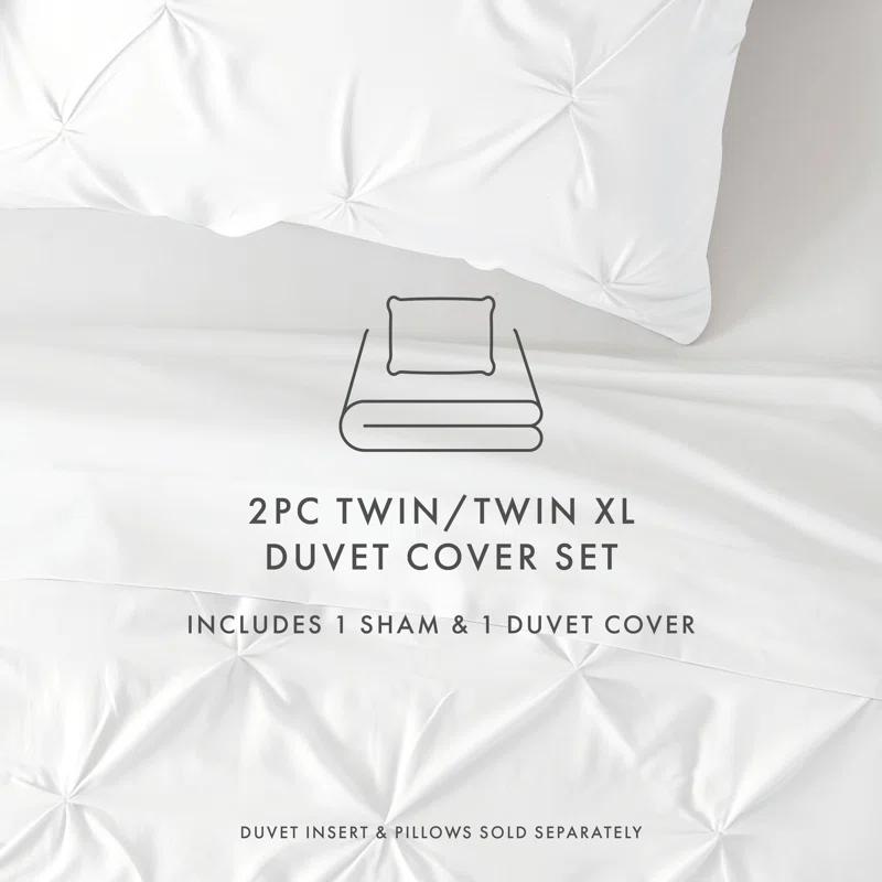 Becky Cameron Pinch Pleat Textured Duvet Cover Set & Reviews | Wayfair