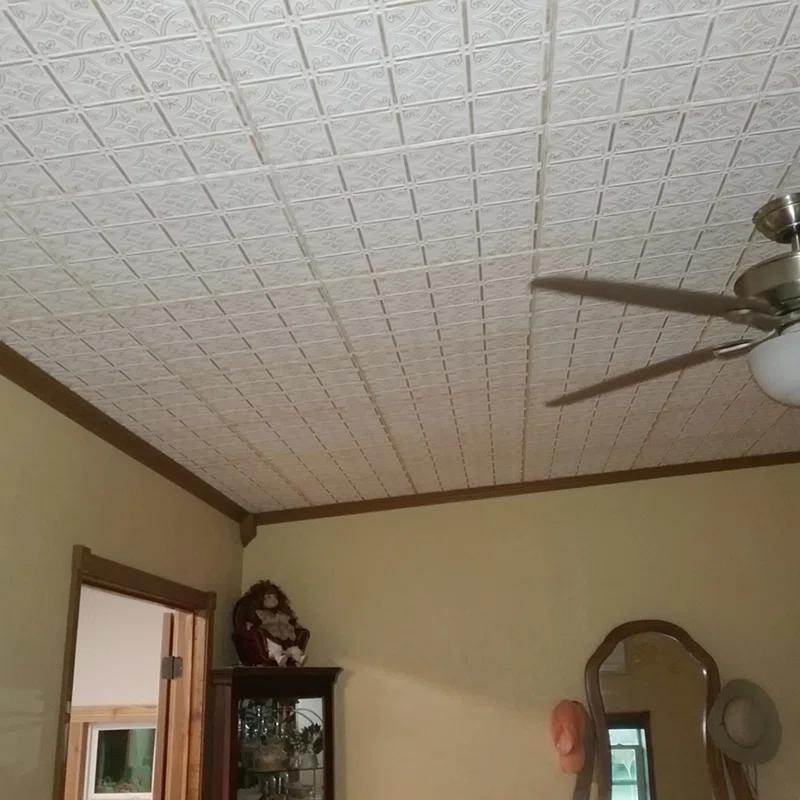 A La Maison Ceilings Emma's Flowers 1.64 ft. x 1.64 ft. Glue-Up Polystyrene Ceiling Tile (Set of 48)