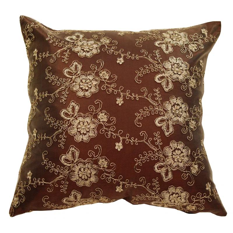 Violet Linen Swiss Embroidered Throw Pillow