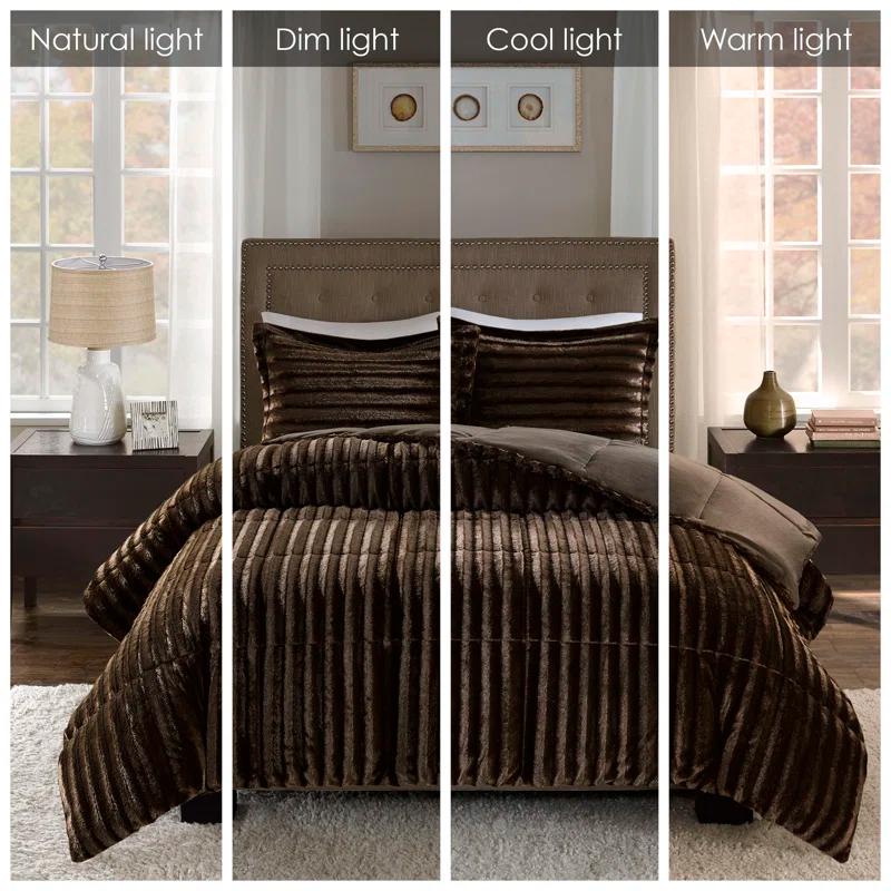 Madison Park Faux Fur 3 Piece Comforter Set