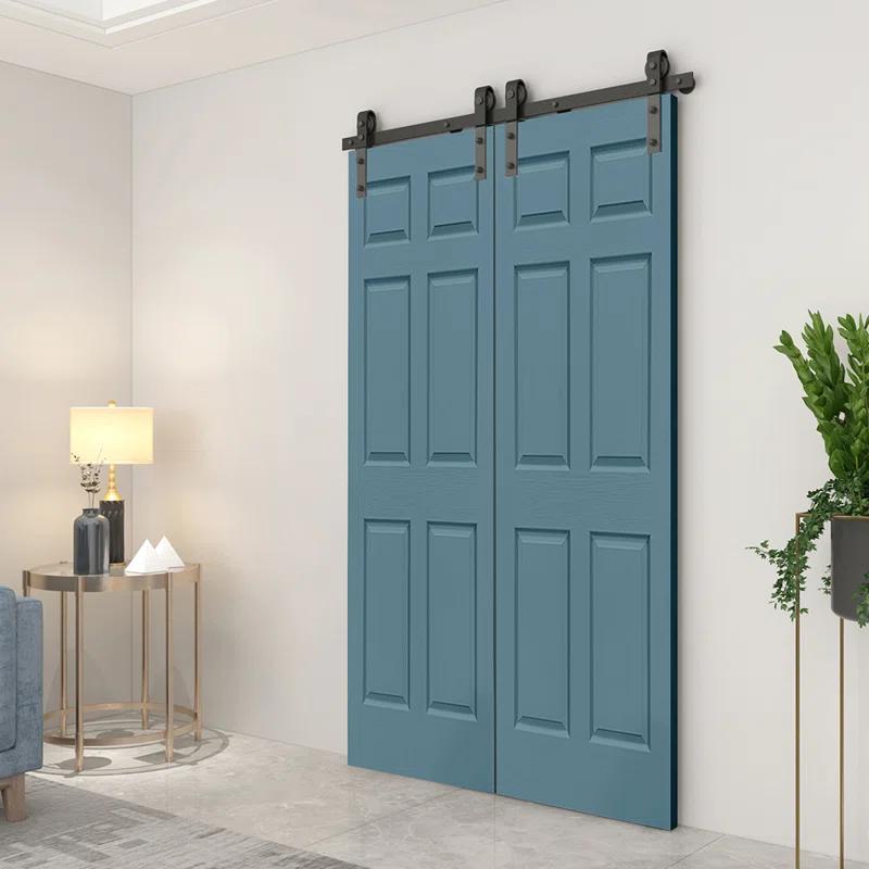 Calhome Paneled MDF Composite Double Bifold Barn Doors with Installation Hardware Kit