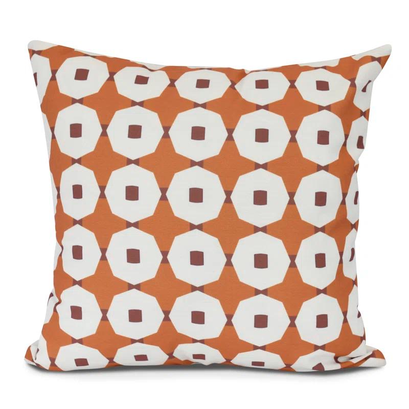e by design Goals, Gourds, And Gatherings Geometric Indoor/Outdoor Reversible Throw Pillow