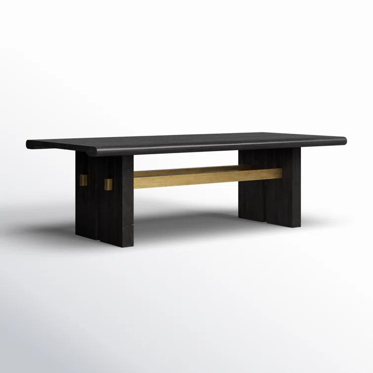 Black and Natural Pine Wood Rectangular Dining Table