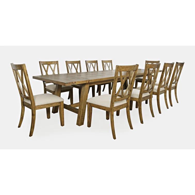 Millwood Pines Fahrettin Extendable Pine Solid Wood Dining Set