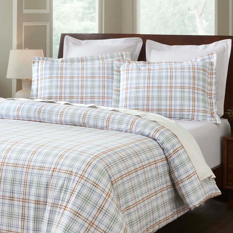 Superior Plaid Flannel Cotton Classic Modern Farmhouse Duvet Cover Set