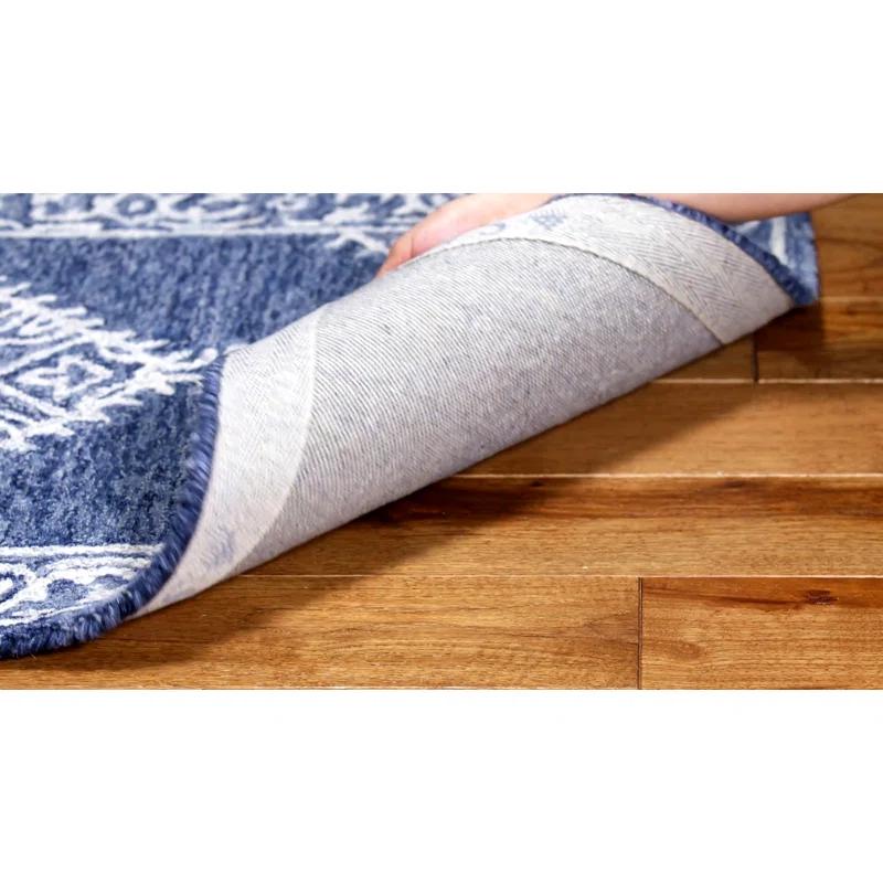Ophelia & Co. Salerna Micro-Loop Hand Tufted Wool/Cotton Oriental Rug in Ivory/Blue