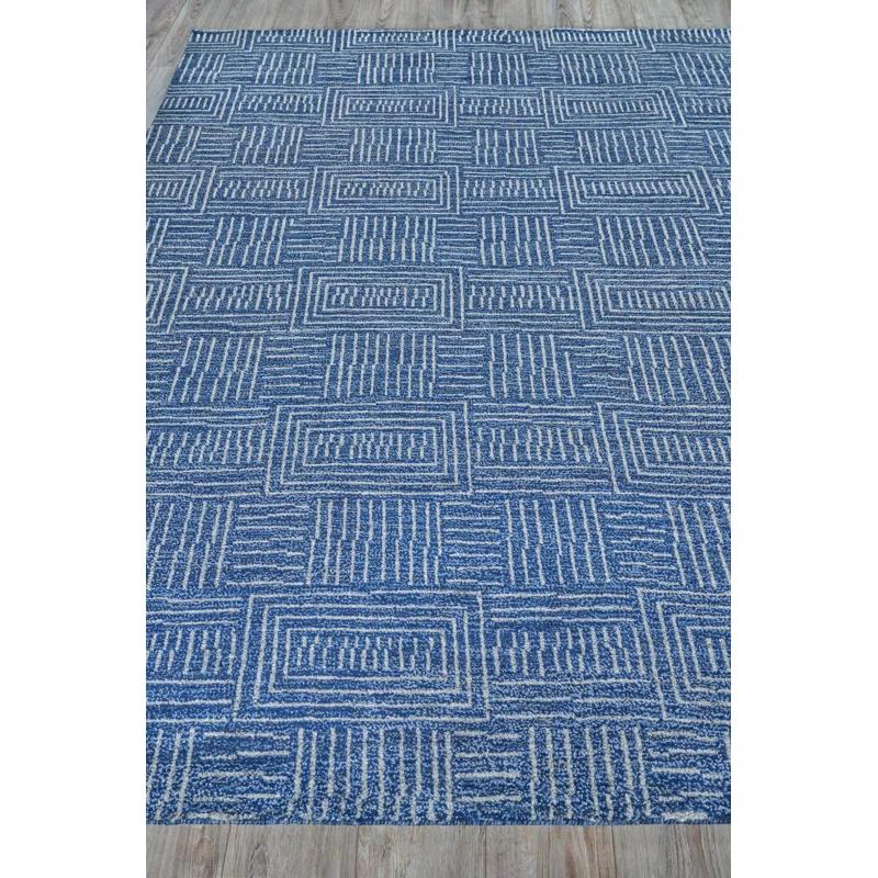 Exquisite Rugs Aldridge Hand-Knotted New Zealand Wool/ Bamboo Silk Blue/Ivory Area Rug