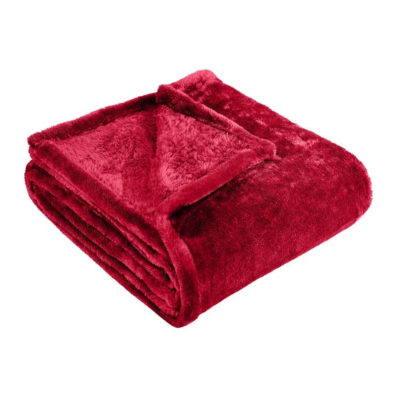 Superior Superior Solid Polyester Reversible All-Season Fleece Throws Blanket