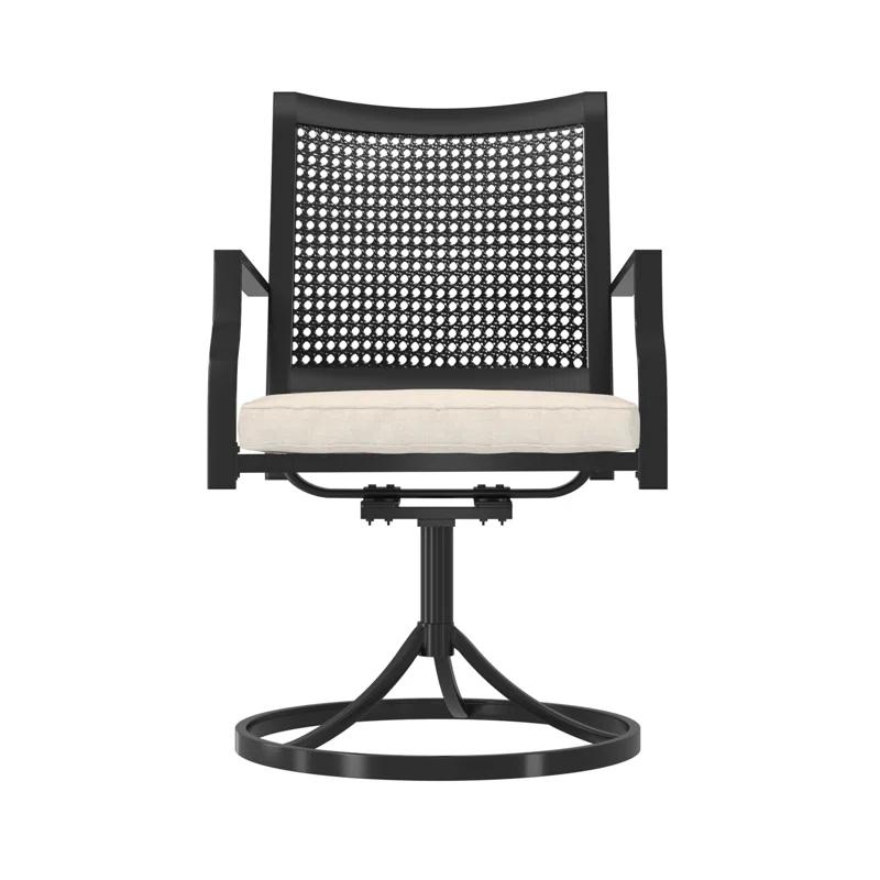 CASAINC Outdoor Iron Frame Swivel Dining Chair with Cushions (Set of 2)
