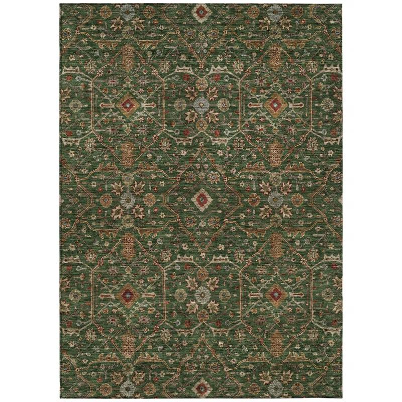 Machine Washable Indoor/Outdoor Chantille ACN1130 Emerald Rug