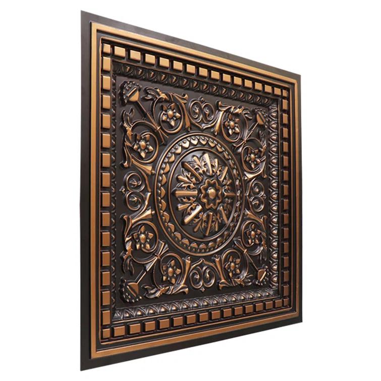 FromPlainToBeautifulInHours Da Vinci 24'' L x 24'' W PVC Drop-In Ceiling Tile In Antique Copper (Set of 50)