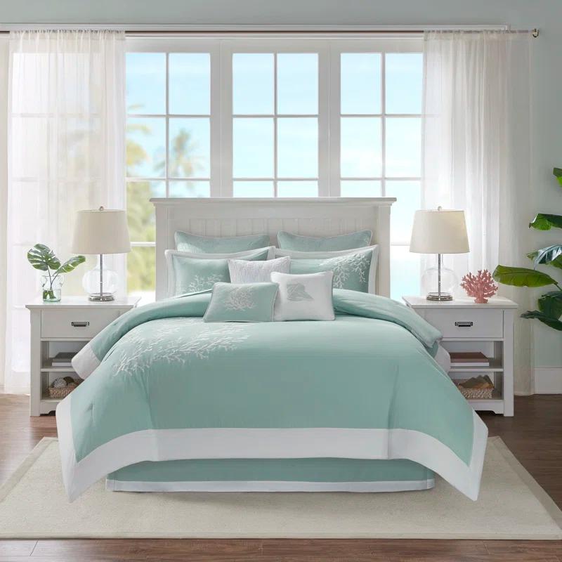 Harbor House Coastline Embroidered 100% Cotton 4 Piece Comforter Set