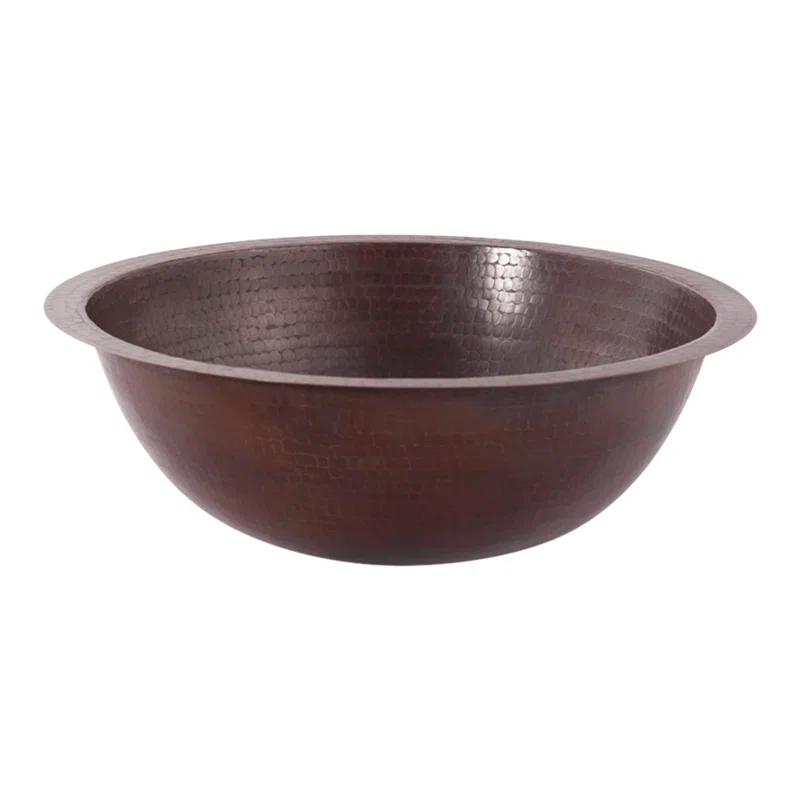 Novatto TCU-001AN Novatto 17'' Antique Hammered Copper Copper Circular Drop-in, Dual Mount, Undermount Bathroom Sink