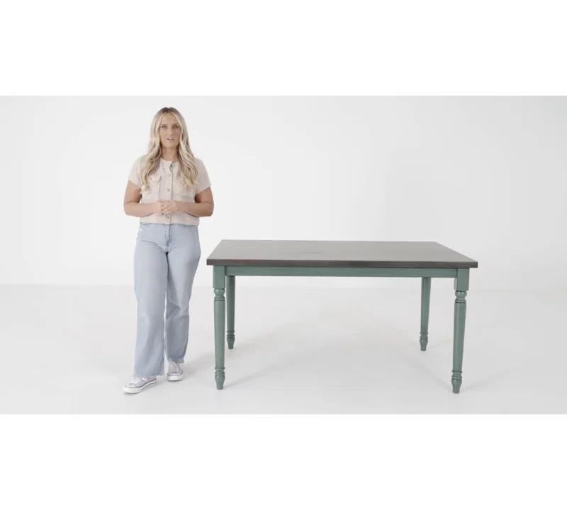 Io 60" Two Tone Solid Wood Farmhouse Dining Table