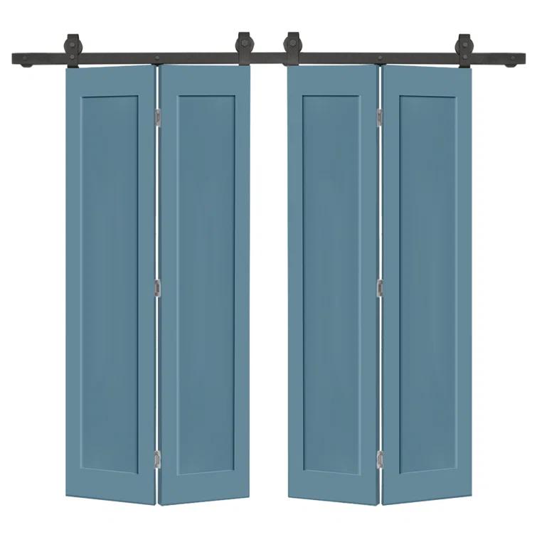 Calhome 1 Panel Shaker Composite Double Bi-Fold Door with Barn Door Hardware Kit