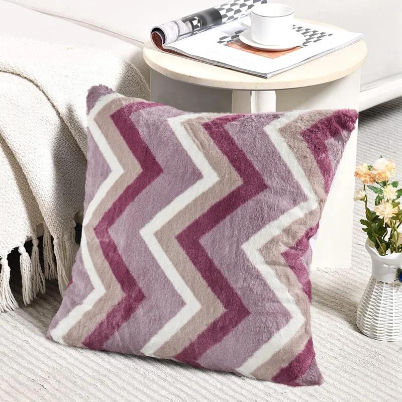 Home Soft Things Chevron Faux Fur Pillow Cover (Set of 2)