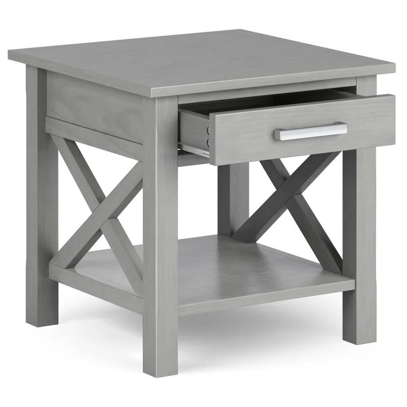 Simpli Home Kitchener 21"W Solid Mango Wood Square End Table with Storage Drawer