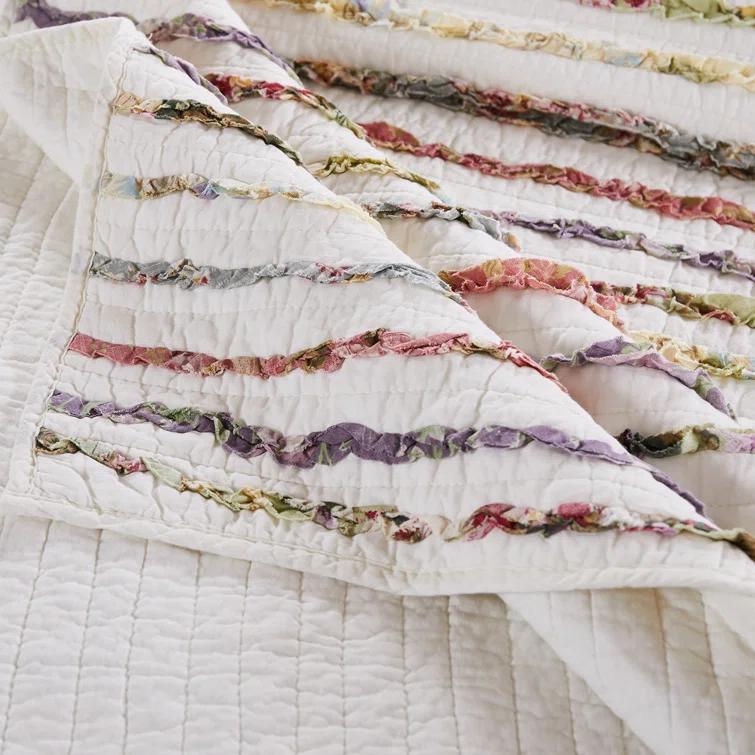 Greenland Home Fashions Bella Ruffle Cotton Modern Farmhouse Quilt Set & Reviews | Wayfair