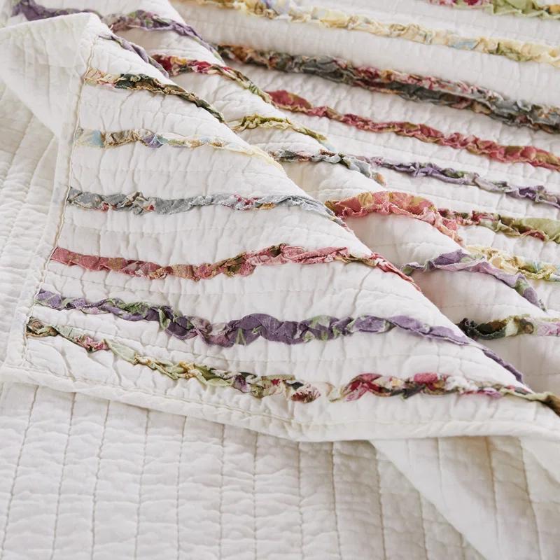 Greenland Home Fashions Bella Ruffle Cotton Modern Farmhouse Quilt Set