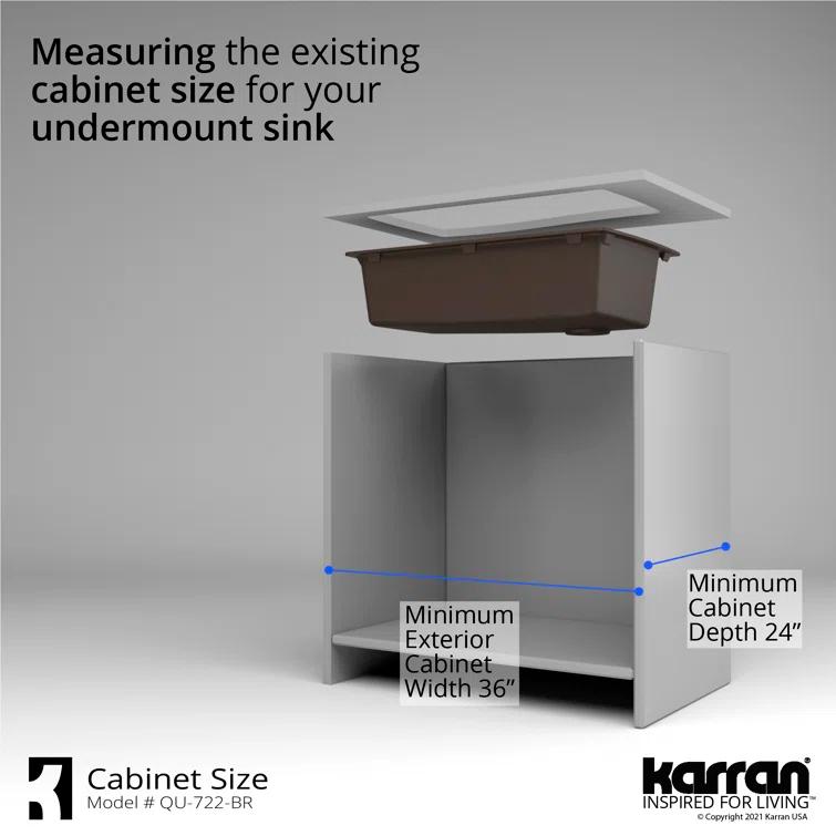 Karran Karran Quartz Composite 33-1/2'' X 21'' Single Bowl Undermount Kitchen Sink Kit QU-722-BR-PK1