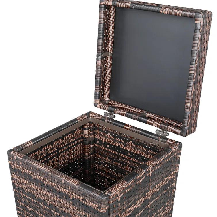 Winado Wicker Manual Lift Outdoor Trash/Recycling Bins - 26.7 Gallons