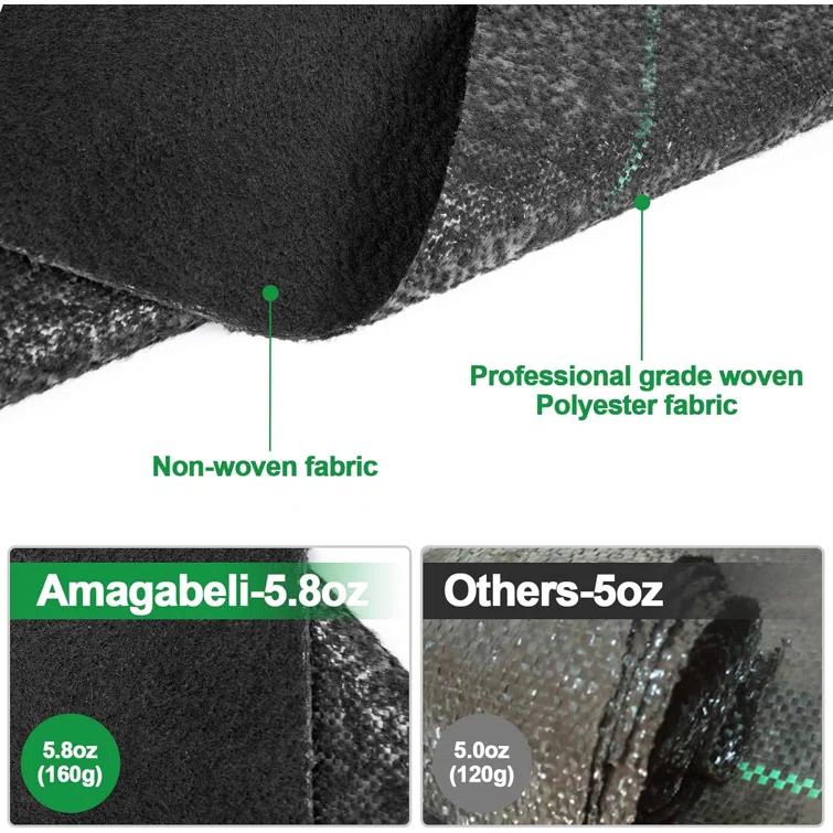 Amagabeli 5.8oz 3ft x 300ft Weed Barrier Landscape Fabric Ground Cover Weed Cloth Heavy Duty