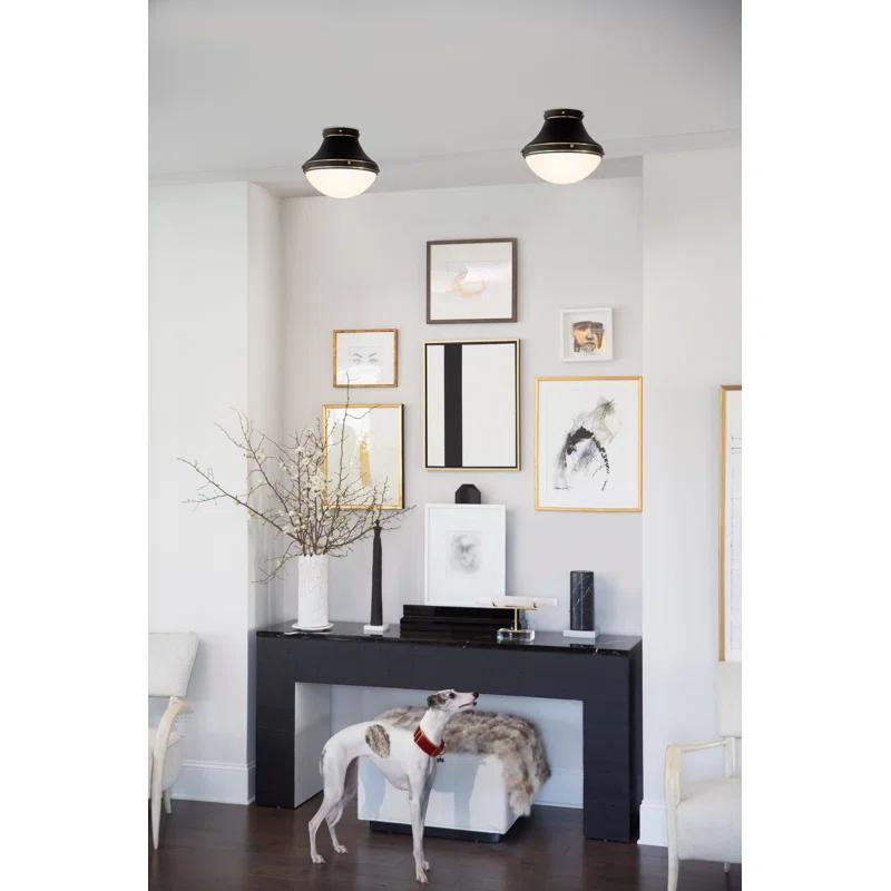 Hinkley Hinkley Oliver 15.75" 3-Light Shallow Flush Mount Ceiling Light w/ Etched Opal Glass