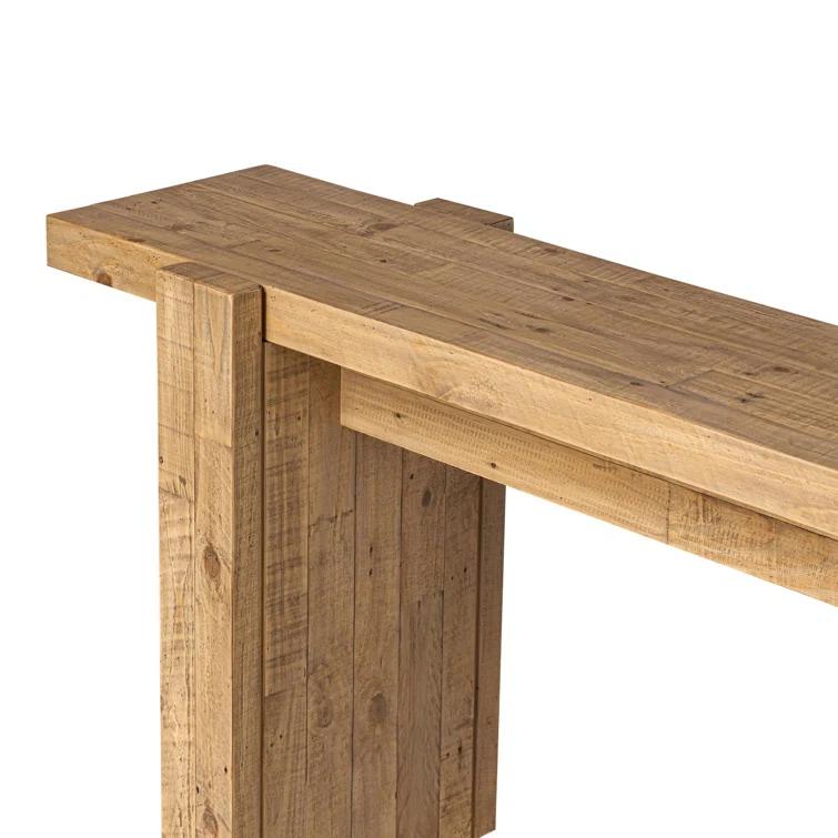 Light Blonde Pine Solid Wood Console Table with Storage