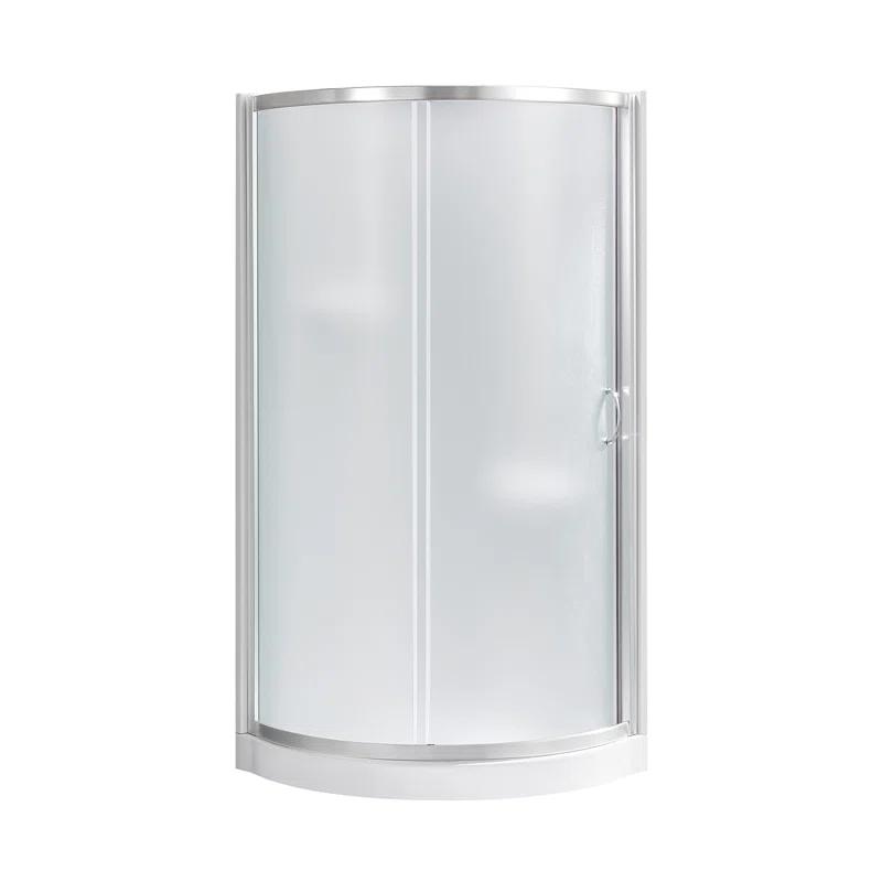 Ove Decors 15SKA-BREF34-SATAC OVE Decors Breeze 35 in. Round Shower Kit w/ Frosted, Base, Wall