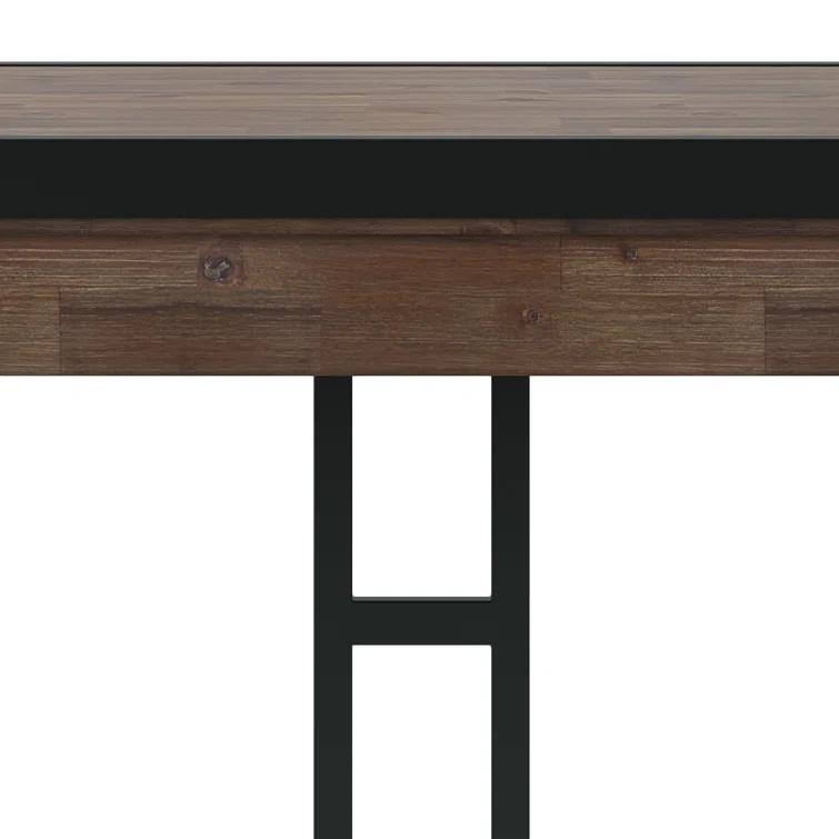 Simpli Home Erina Solid Acacia Wood Desk, Industrial Style with Keyboard Tray and 2 Drawers
