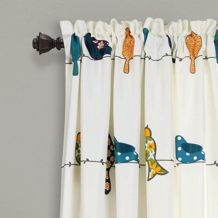 Frifoho Rowley Birds Room Darkening Thermal Rod Pocket Curtain Panels (Set of 2)