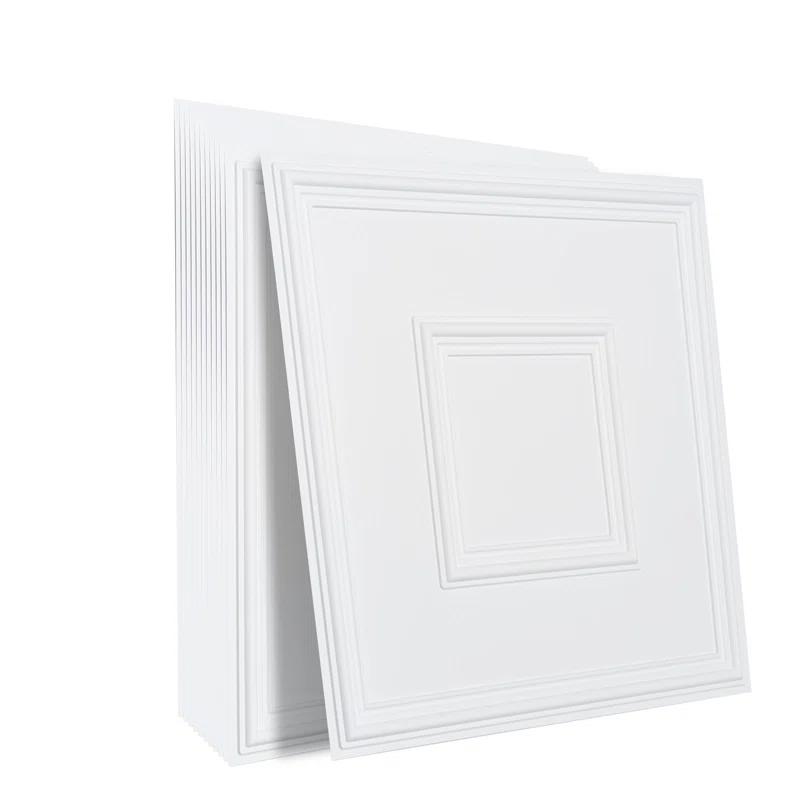 VEVOR Ceiling Tiles 12-Pack 24 x 24 in PVC Easy Installation White Geometric (Set of 12)