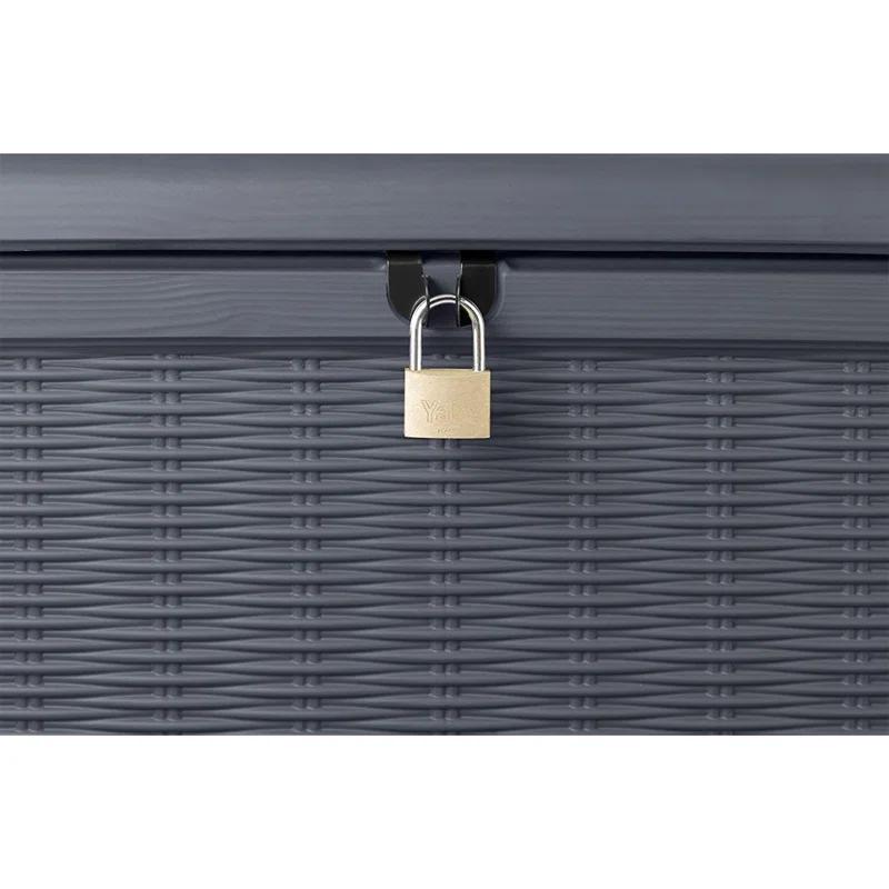 Keter Keter Borneo 110 Gallon Rattan Wicker Resin Patio Deck Storage Box Bench