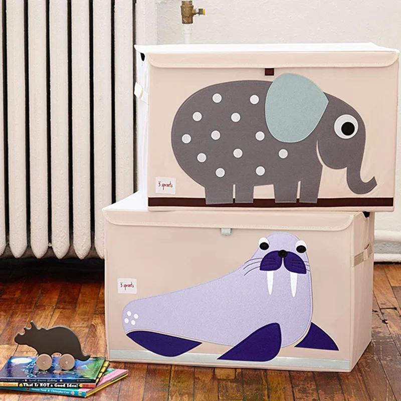 3 Sprouts Collapsible Toy Chest Storage Bin for Kids Playroom, Walrus