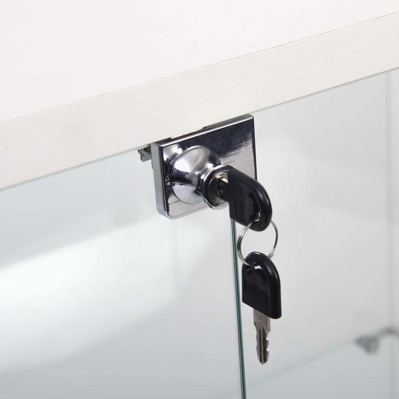 House On Tree Two-door Glass Display Cabinet 4 Shelves with Door, Floor Standing Curio Bookshelf